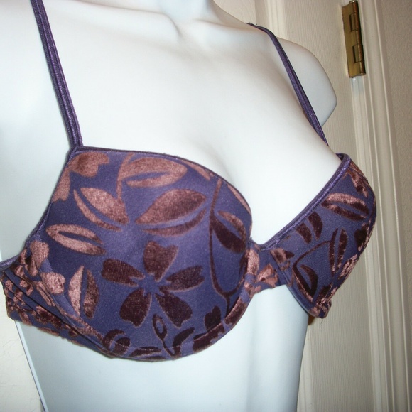 VICTORIA'S SECRET Velour Flocked Demi Bra Size 34C - Picture 3 of 8